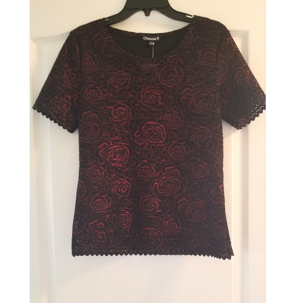 Chances R-Metallic Red Rose Top